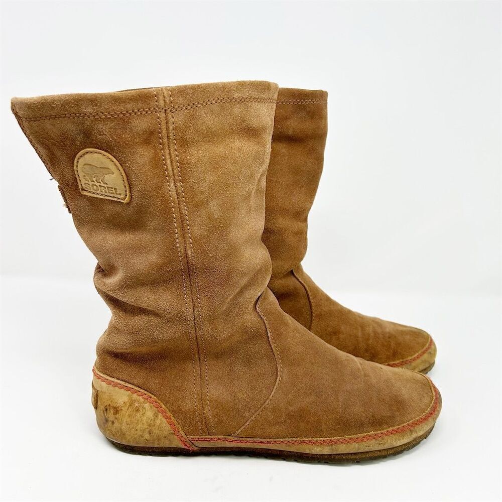 Sorel Women's Yaquina Tall Brown Suede Mid-Calf Pull On Boots Size 10.5